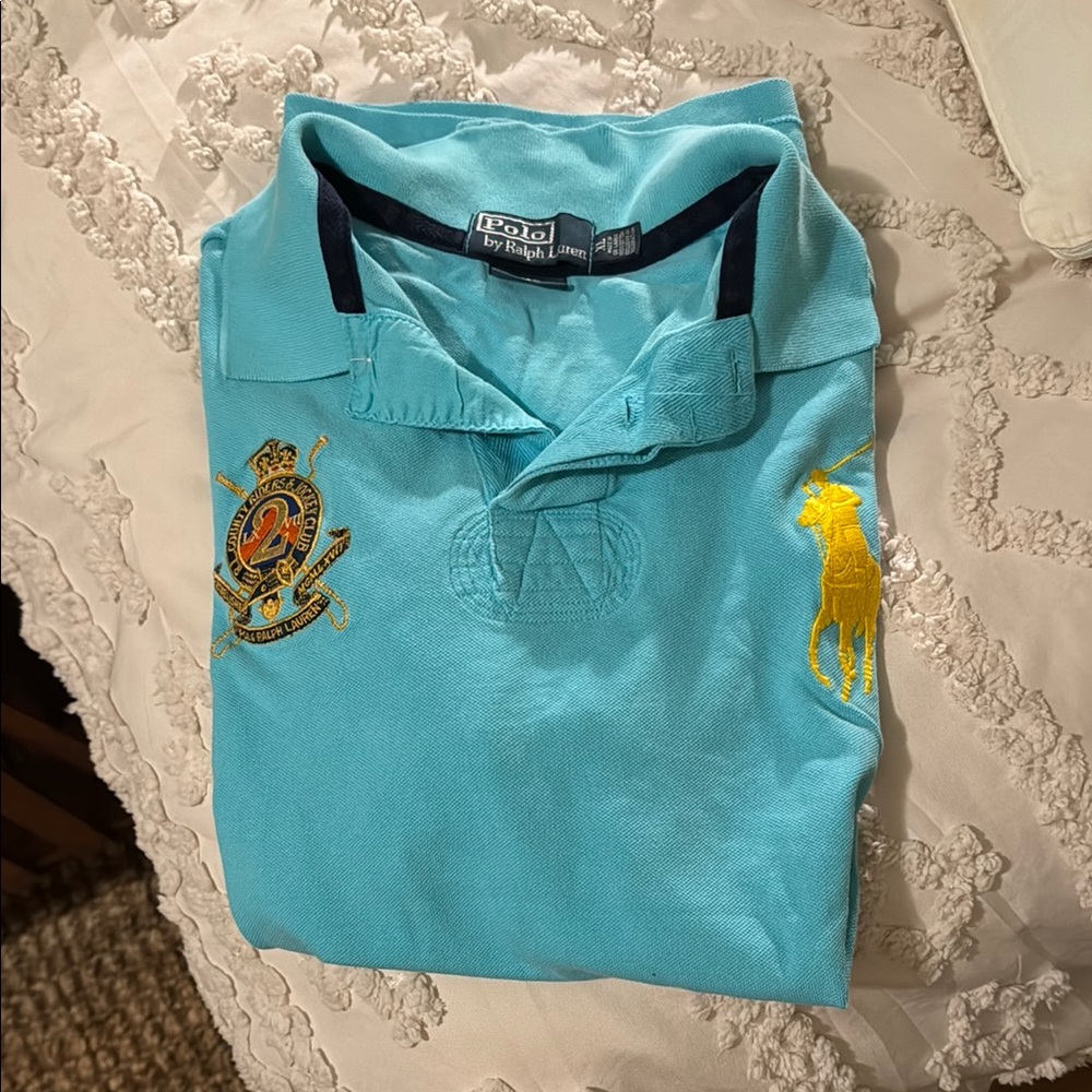 Vintage Polo by Ralph Lauren Blue Polo Shirt with Embroidered Details
